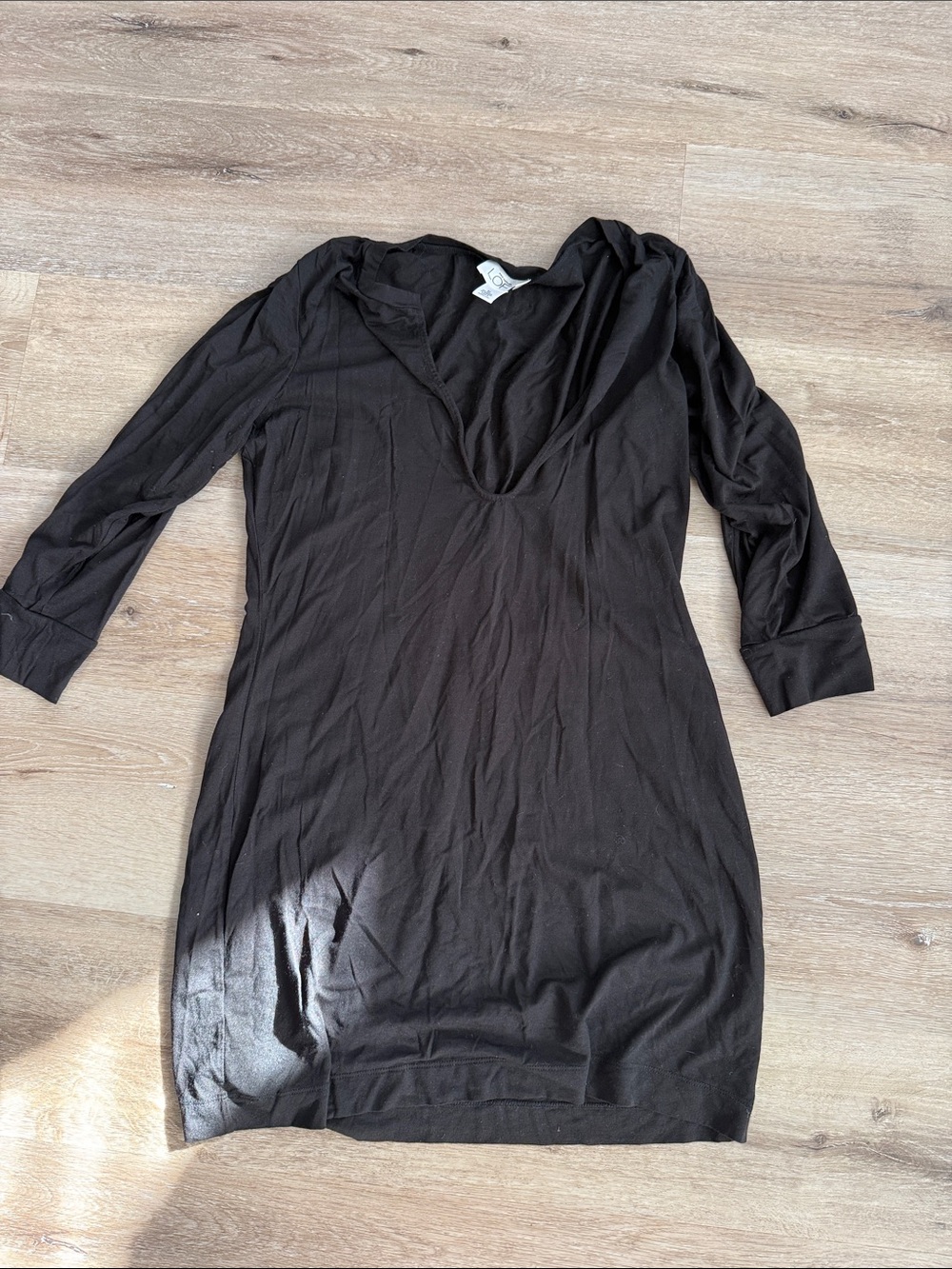 LOFT Black V-Neck Long-Sleeve Tunic